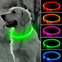led dog collar light usb rechargeable light up puppy collar tpu cuttable glowing dog necklace for small medium large dogs