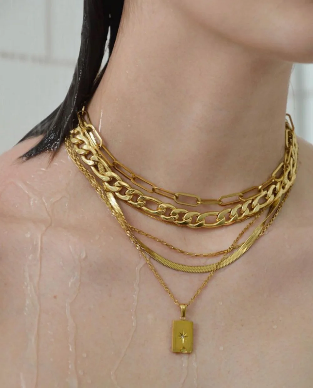 Кубинский чокер Uworld скрученная цепь из нержавеющей стали с покрытием 18-каратного