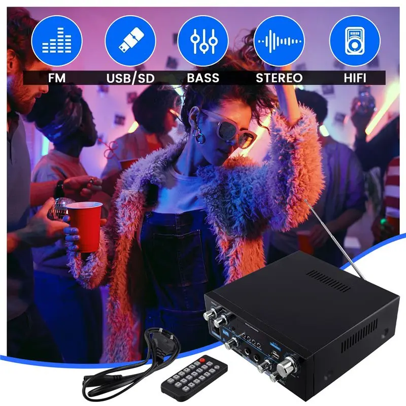 Высококачественный аудиоусилитель Well Made-AK55, 2.0-канальный цифровой HIFI Bluetooth-усилитель, USB-усилитель, вилка стандарта ЕС (art.: 3920dc06df873) - 3920dc06df873