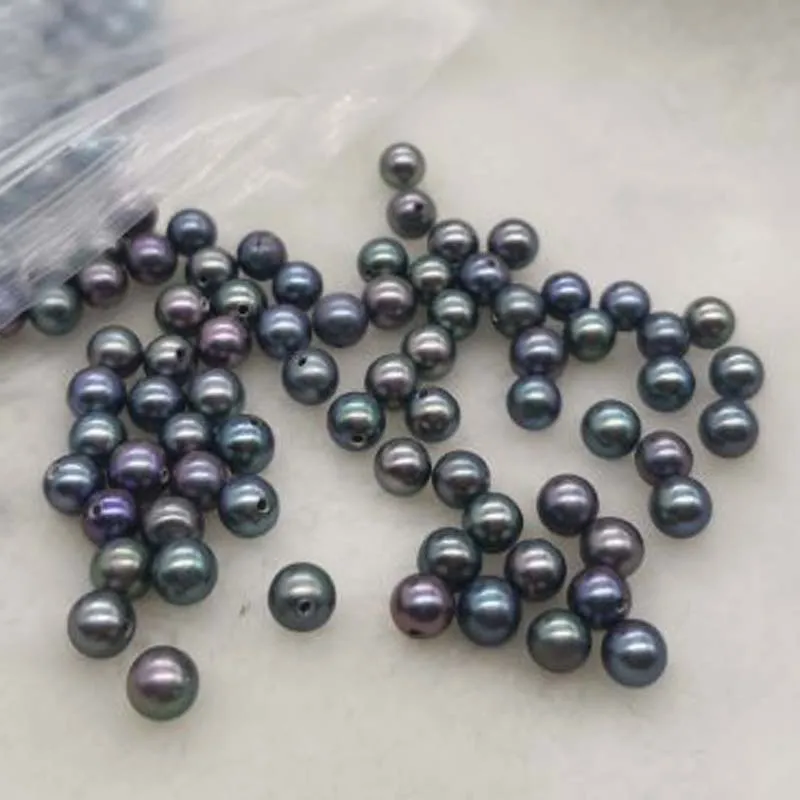 

AAA new lots 50 pcs black freshwater pearl half drilled loose pearls