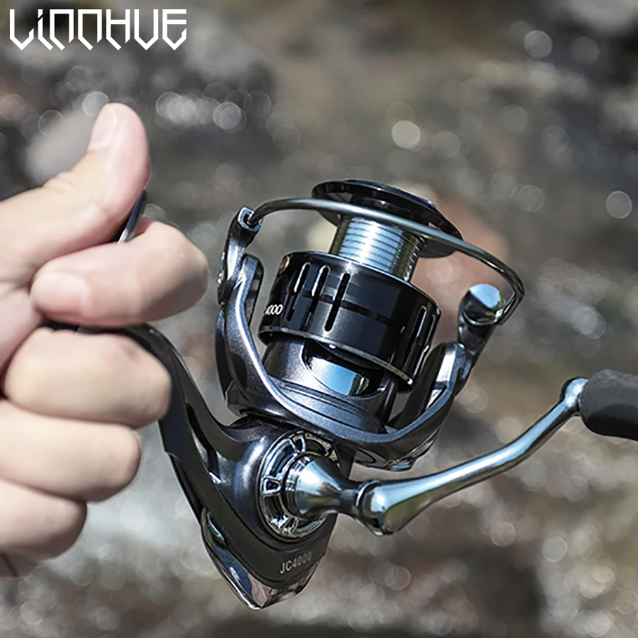 

LINNHUE Рыболовная катушка JC1000-6000 спиннинговая катушка 4 + 1BBS 5,2: 1 высокоскоростная максимальная тяга 8кг Высококачественная катушка для рыбалк...