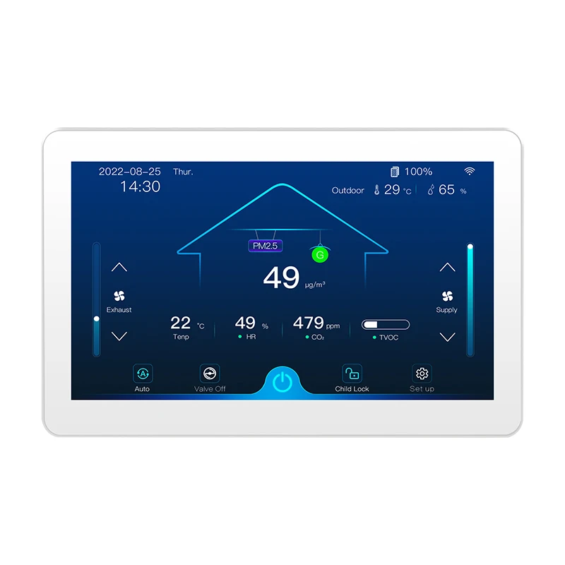 

WTZSmart color screen VOC PM2.5 CO2 Temperature Humidity WIFI fresh air ventilation system thermostat fan controller