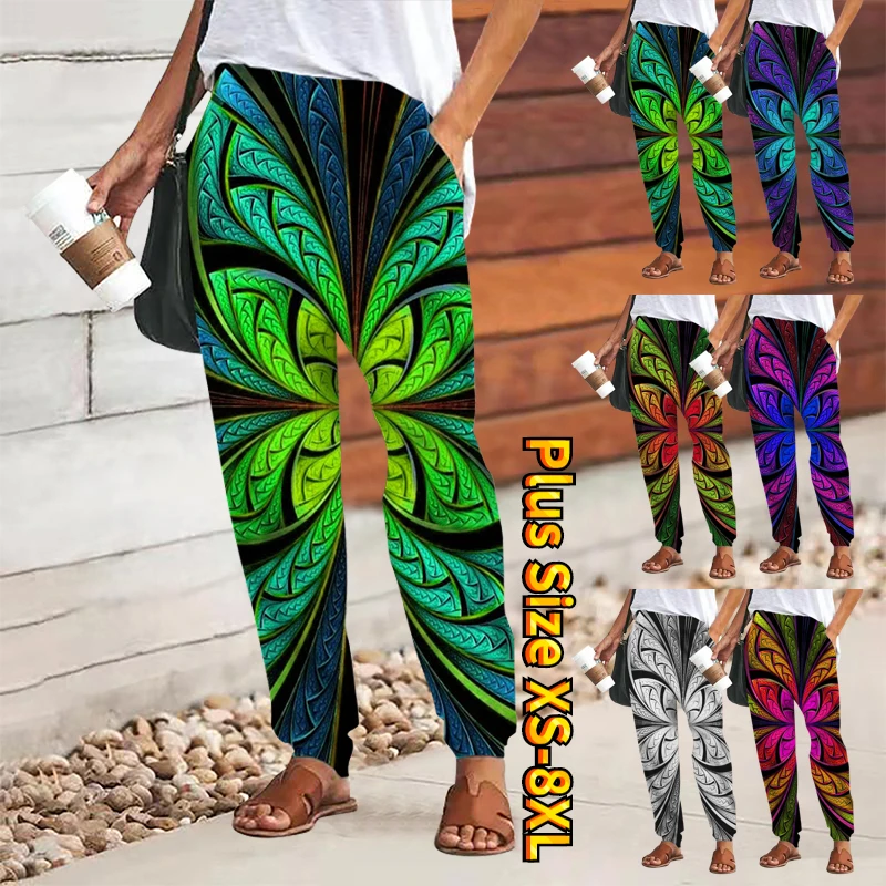 

2023 Women's Fashion Casual Pants Sweatpants New Trousers Large Size Casual Pants Print Yoga Pants Loose Floral Pants XS-8XL