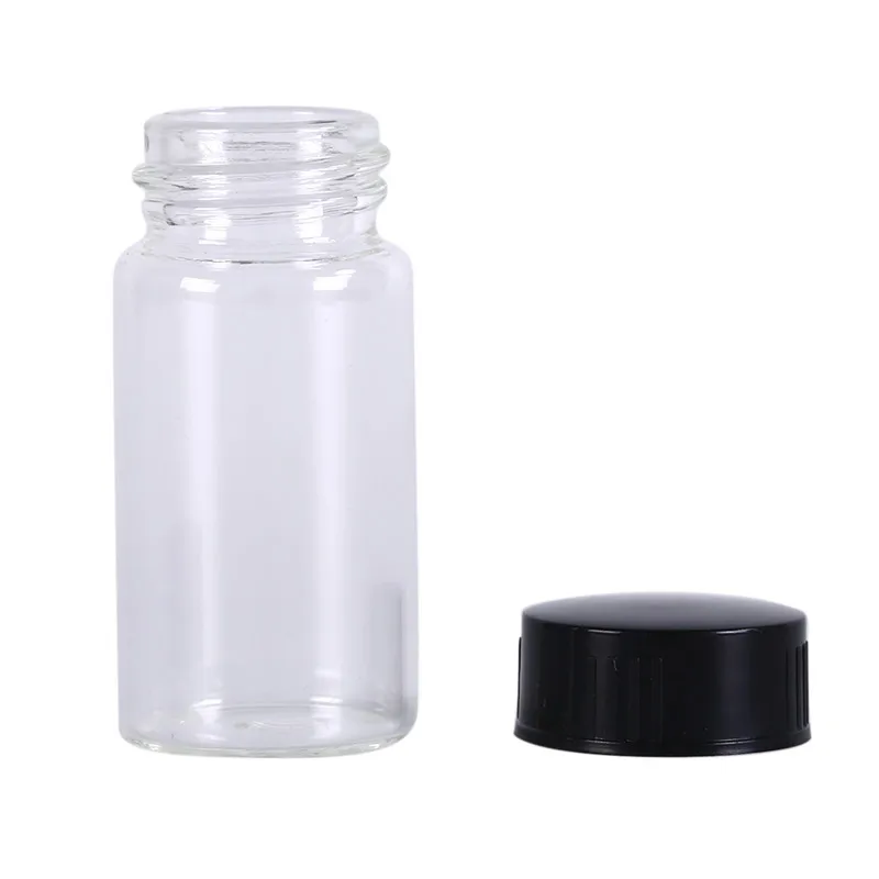 

Transparent Glass Bottle With Black Screw Cap 20ml Clear Lab Glass Vials Bottles Containers Liquid Sample Glass Bottles