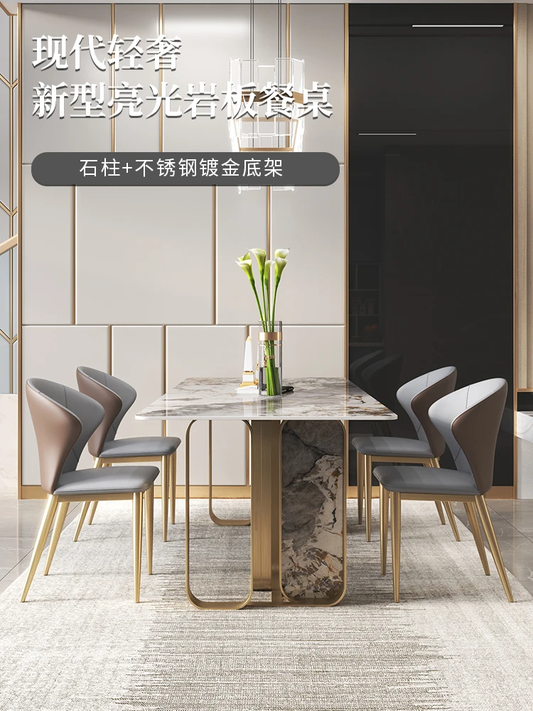 

Italian imported slate dining table luxury stone Pandora light extravagance modern simple living room dining tables and chairs