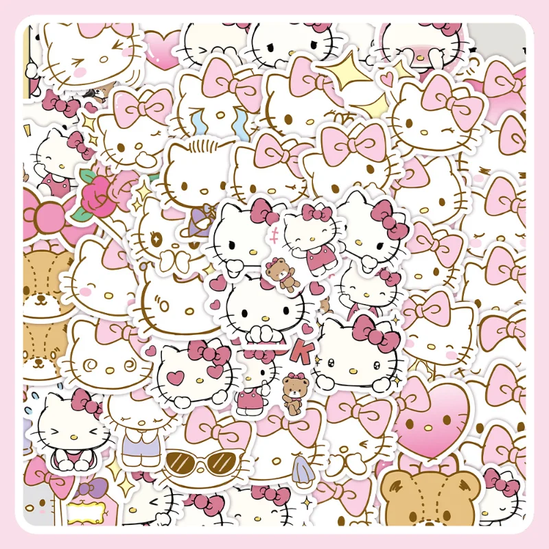 

Sanrios Hello Kitty Sticker Cute Mobile Phone Suitcase Water Cup Waterproof Small Sticker 62 Pink Anime Cartoon Kawaii Cute Girl