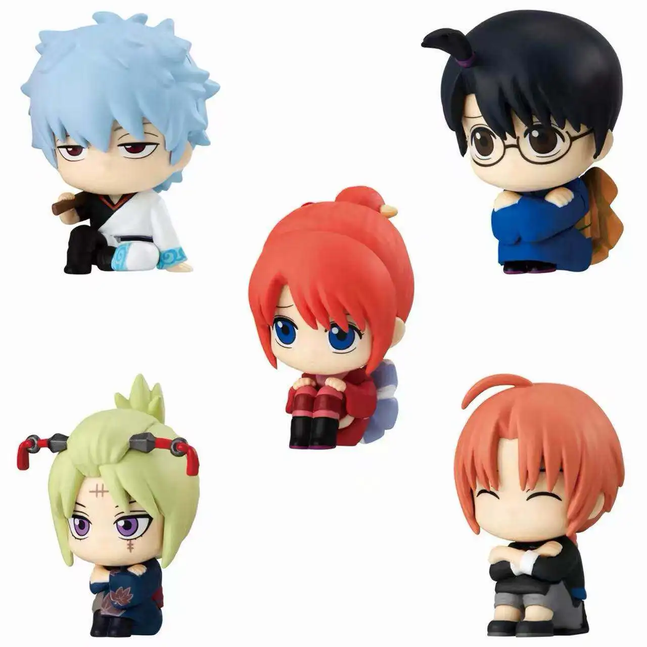 Фото В наличии: Фигурка Bandai Gintama Gashapon «Пылающий Йошивара» — Кагура, Камуи, Саката Гинтоки (сидячая фигурка), аниме-мерч, подарок №2