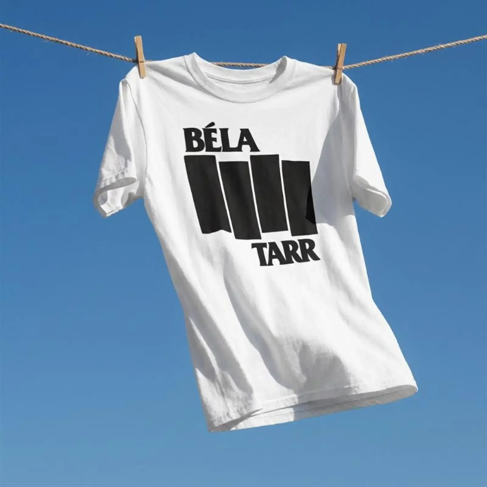 Фото Футболка Bela Tarr с художественным принтом для кинофильмов, винтажная, с эффектом потертости, для коллекционеров, повседневная, в уличном стиле №1