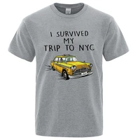 i survived my trip to nyc men clothes fashion summer t shirts high quality sweat t shirts 100 cotton loose tops breathable tee