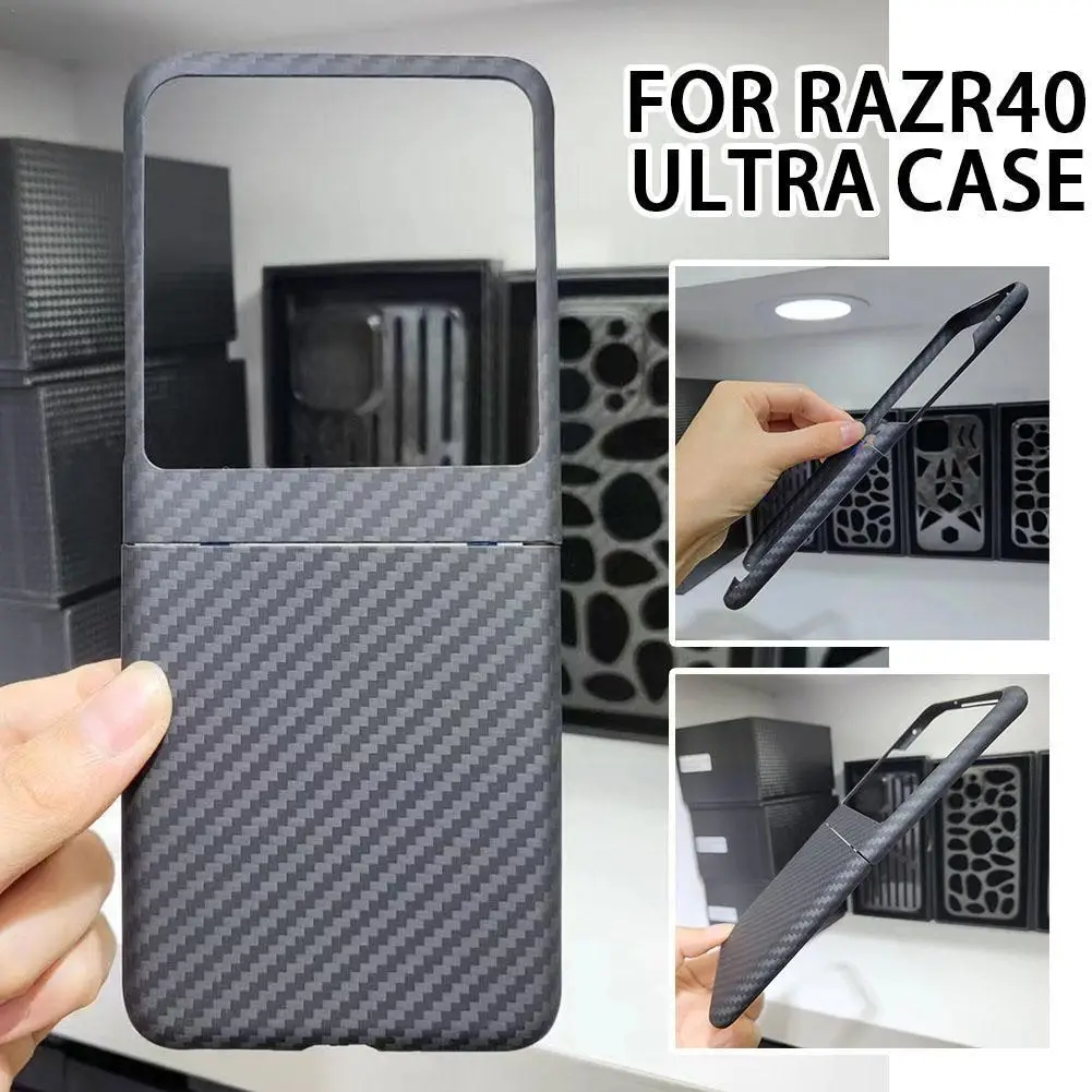 

For Moto Razr40 Ultra Carbon Fiber Case Ltra-thin Protective Phone Cell Cover Cover Phone Back Folding Hard Case Matte G6I2
