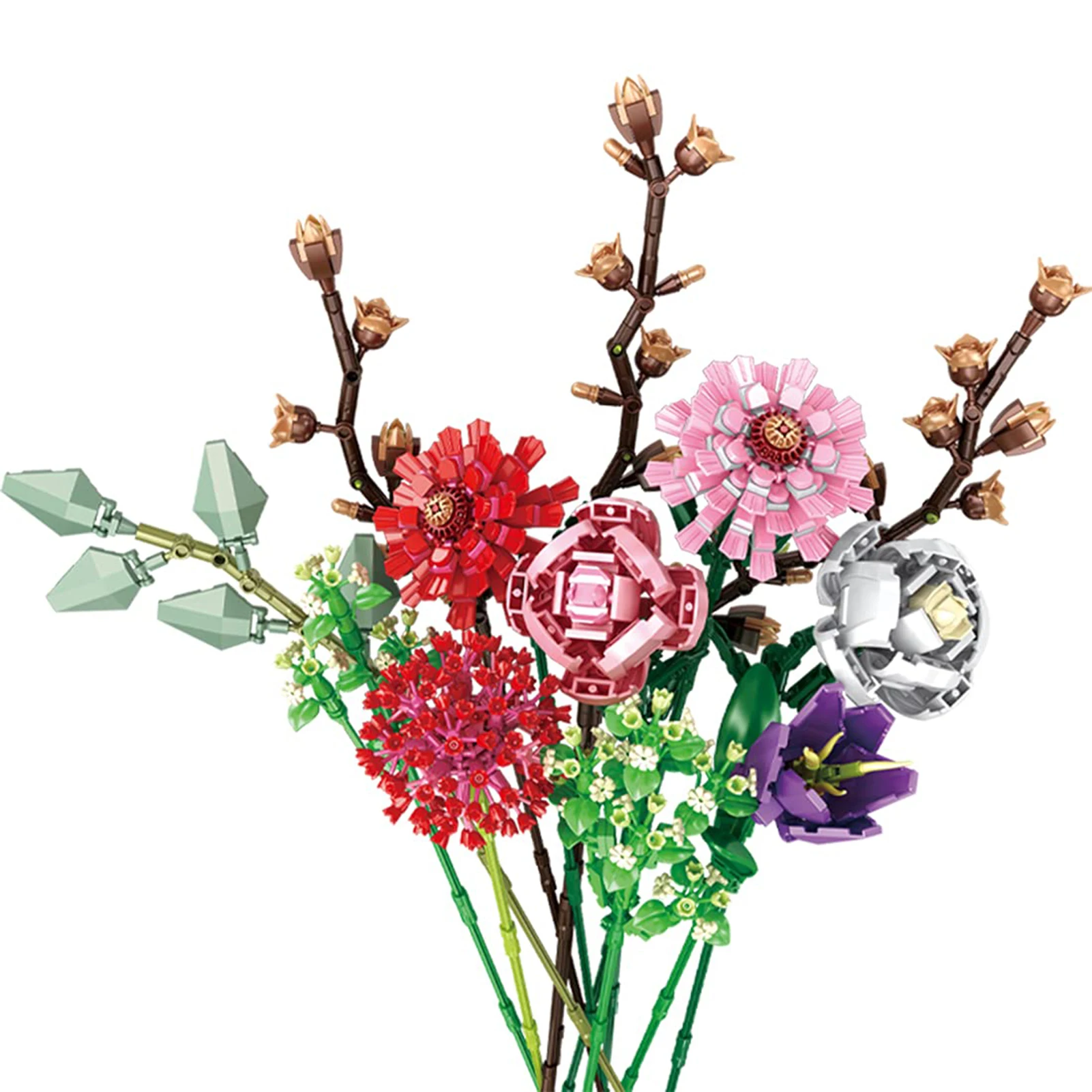 

Креативная модель цветочного букета, строительные блоки, наборы романтических цветов розы, кирпичи для дома, фотоальбом для девочек, праздн...