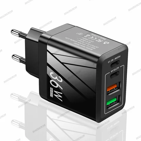 Зарядное устройство с 4 портами USB Type-C, быстрая зарядка QC3.0 для iphone 14 13 12 Pro Max Airpods Xiaomi 12, быстрая зарядка, зарядное устройство для мобильных телефонов