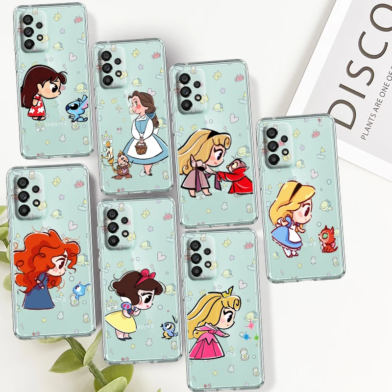 

Princess Cute For Samsung A14 A54 A34 A73 A53 A33 A23 A13 A32 A72 A52 A32 A22 A03 Soft Transparent Phone Case Coque Capa Fundas