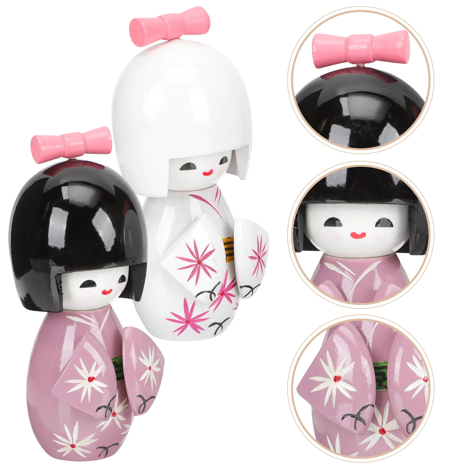 

2 Pcs Girls Gift Kimono Desktop Puppet Artistic Home Crafts Wood Wooden Japanese Style Adornment