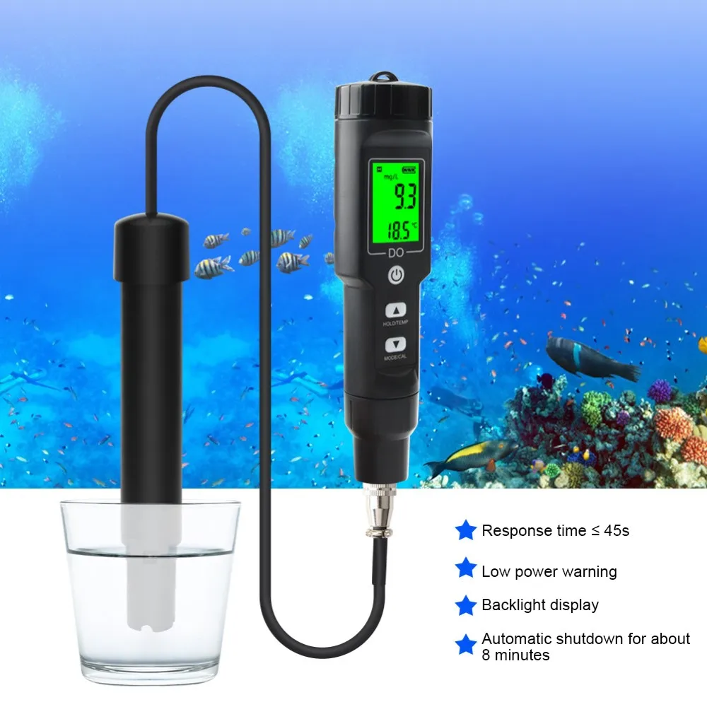 Цифровой умный анализатор растворенного кислорода в виде ручки, портативный измеритель для 0,0-40,0 мг/л тестер качества воды, детектор раство...