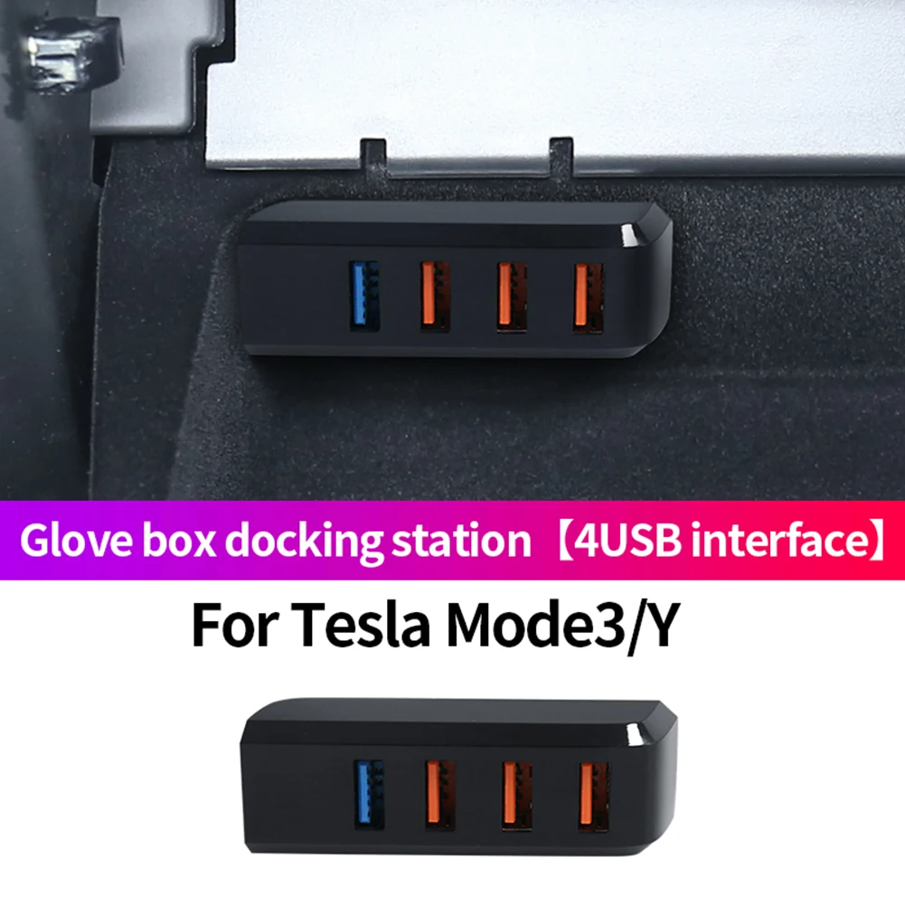 

Car Charging USB Hub USB Expander ABS Shell For Tesla Model 3 Y 2021-2022 Electronic Components For Tesla Model 3