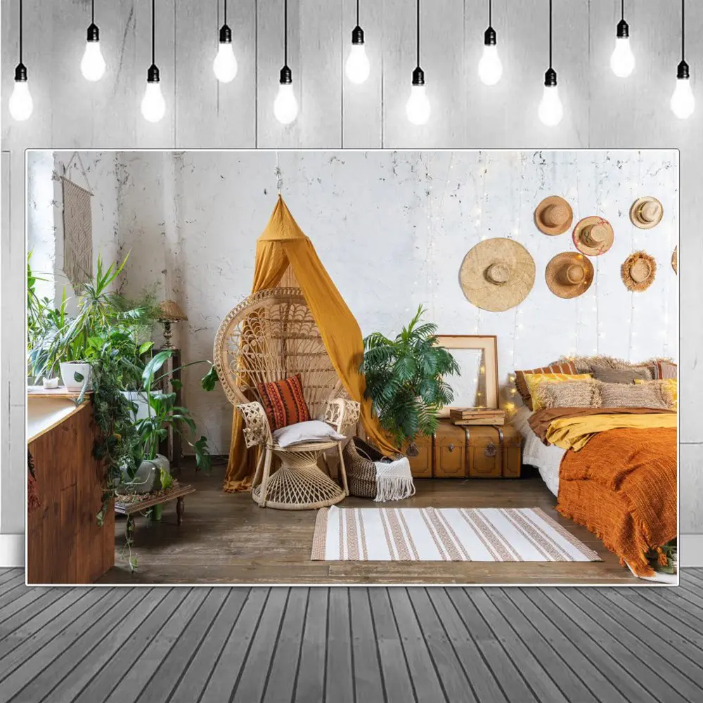 

Bedroom Home Studio Birthday Decoration Photocall Backdrops Sign Retro Jungle Leaves Living Room Party Photography Backgrounds