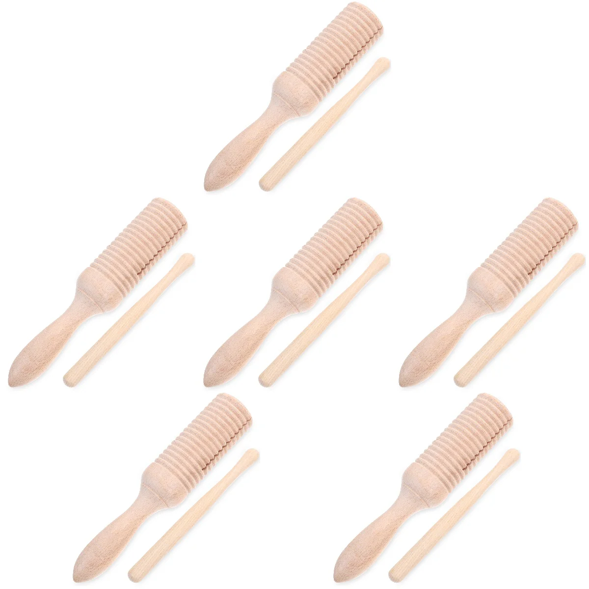 

6 PCS Single Barrel Educational Musical Instruments Toddlers Kids Guiro Toy Wood Wooden
