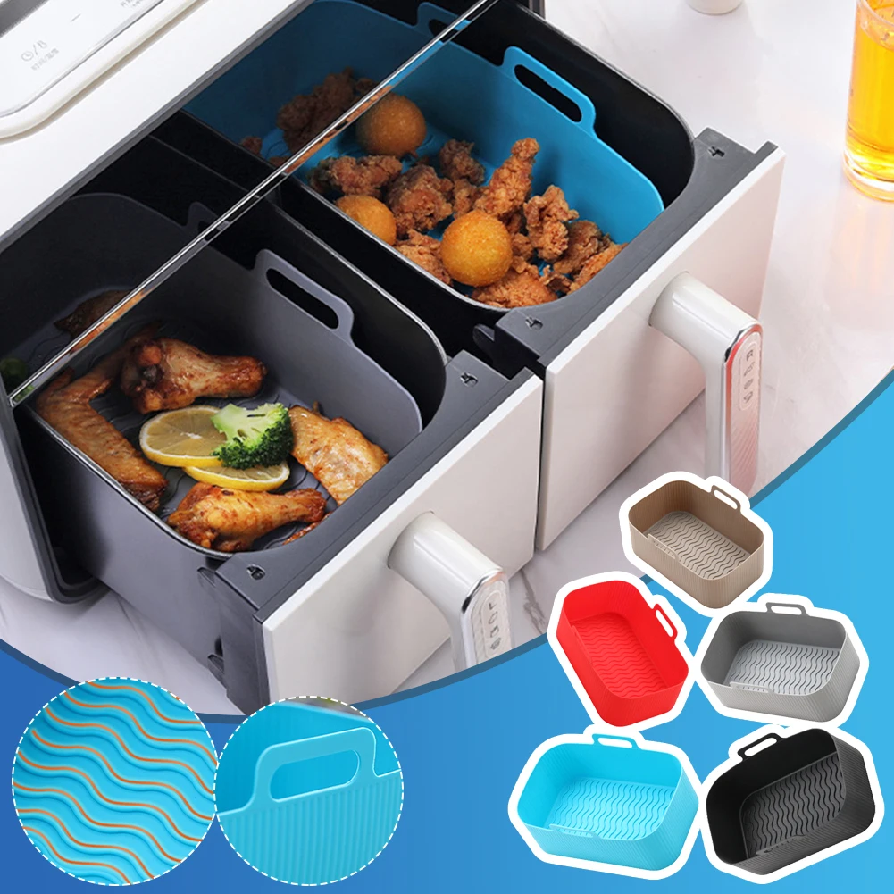 

1Pc Air Fryer Silicone Basket Silicone Mold Airfryer Oven Baking Tray Pizza Fried Chicken Basket Reusable Pan Liner Accessories
