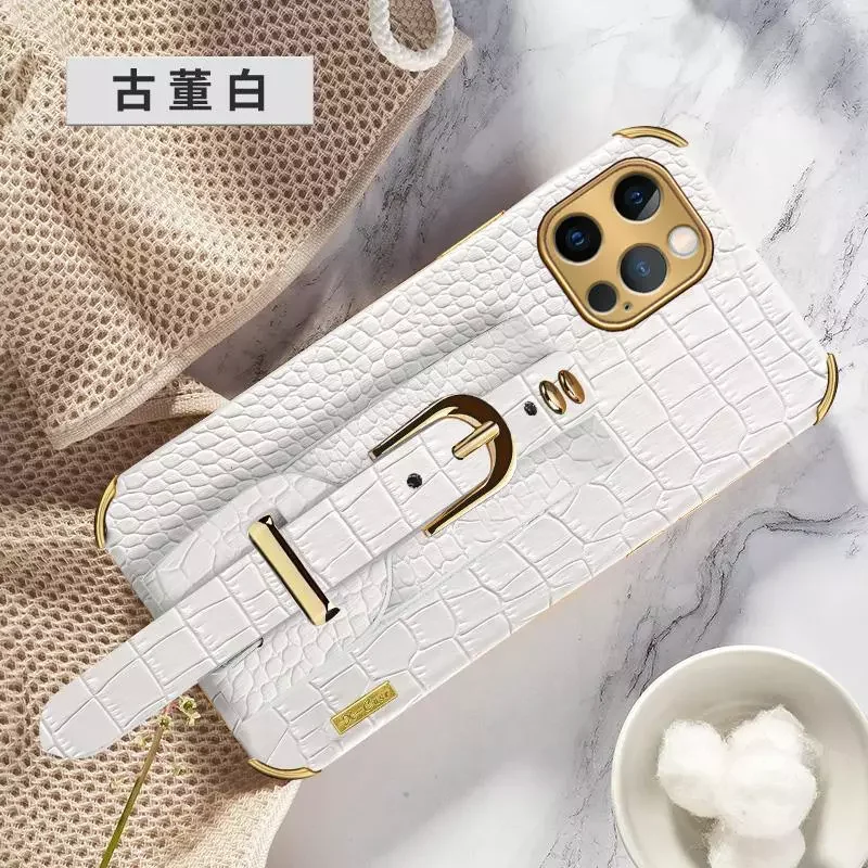 

Crocodile Pattern Stand Wrist Strap Covers PU Leather Case For IPhone 13 12 11 Pro Max 13 12 Mini XR XS Max X 8 7 Plus