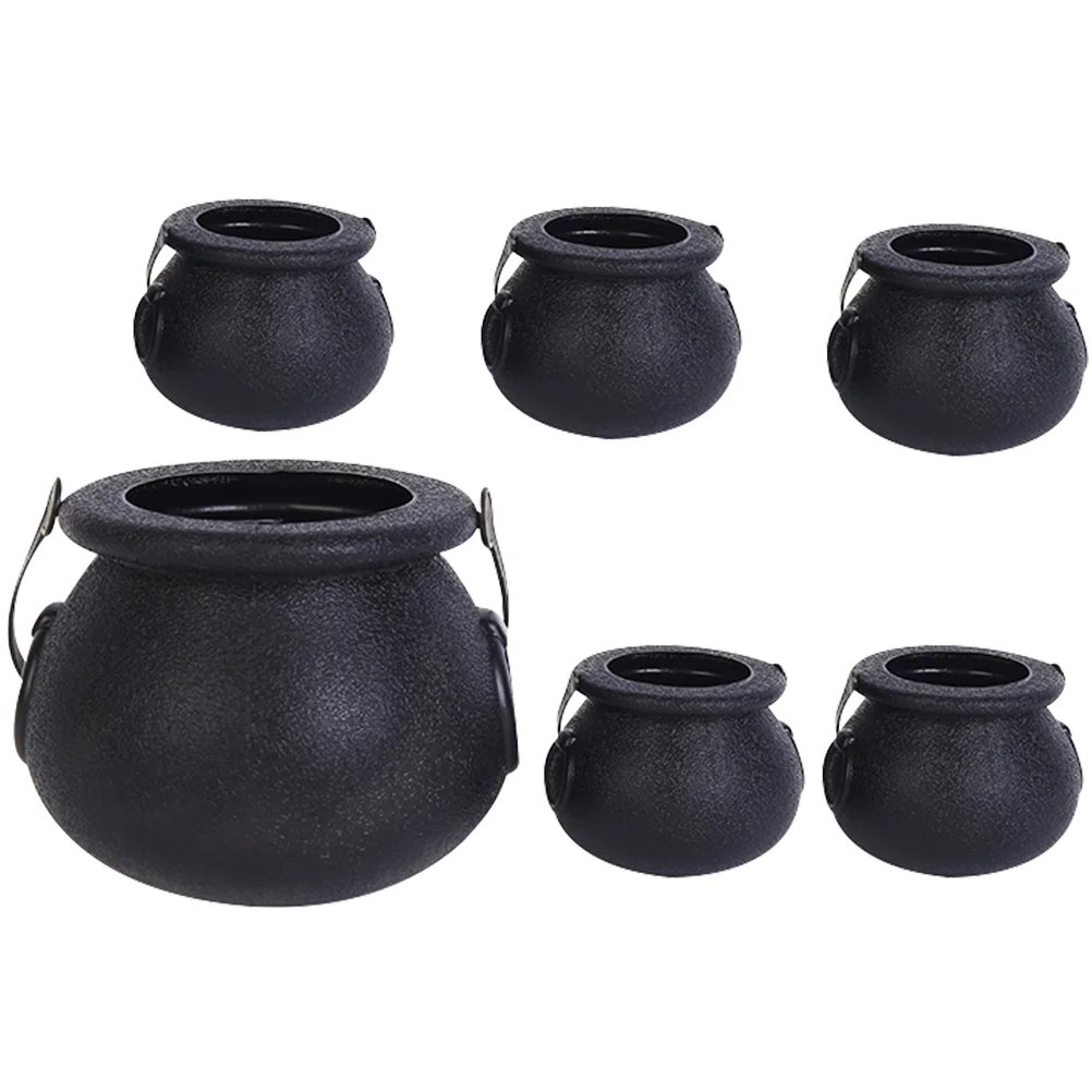 

6 шт. конфеты, подарки, пластиковые ведра для хранения, горшок ведьмы, горшки для Хэллоуина