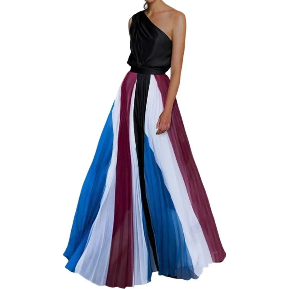 

1 Set Fashion Dress Breathable Floor Length Banquet Dress Individual Lady Dress