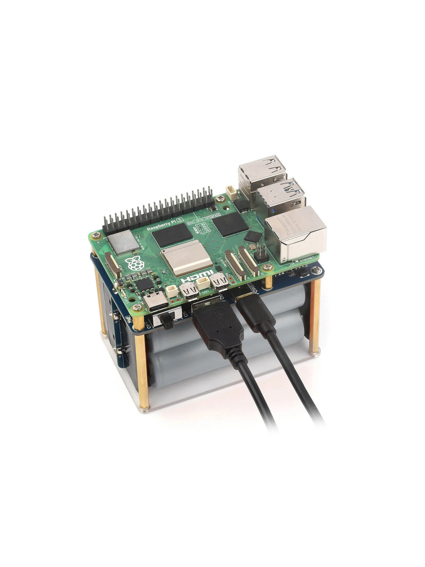 Фото Модуль бесперебойного питания Raspberry Pi 5 UPS HAT (E) с выходом 5В 6А и аккумулятором большой емкости 21700 №3