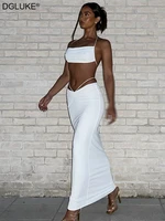 summer two piece sets womens outfits sexy backless ruched vacation beach outfits crop top and long skirt sets festival clothing