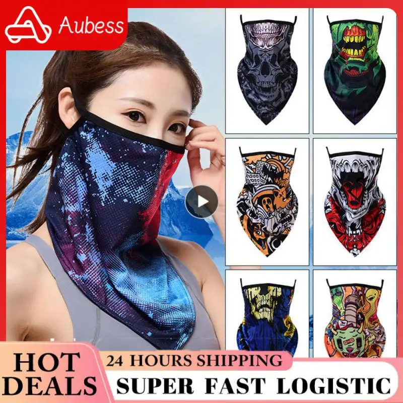 

1PCS Cycling Bandana Mesh Face Cover Half Mask Hang-Ear Ice Silk Neck Gaiter Cool Tube Scarf Sport Running Hiking Hunting Men