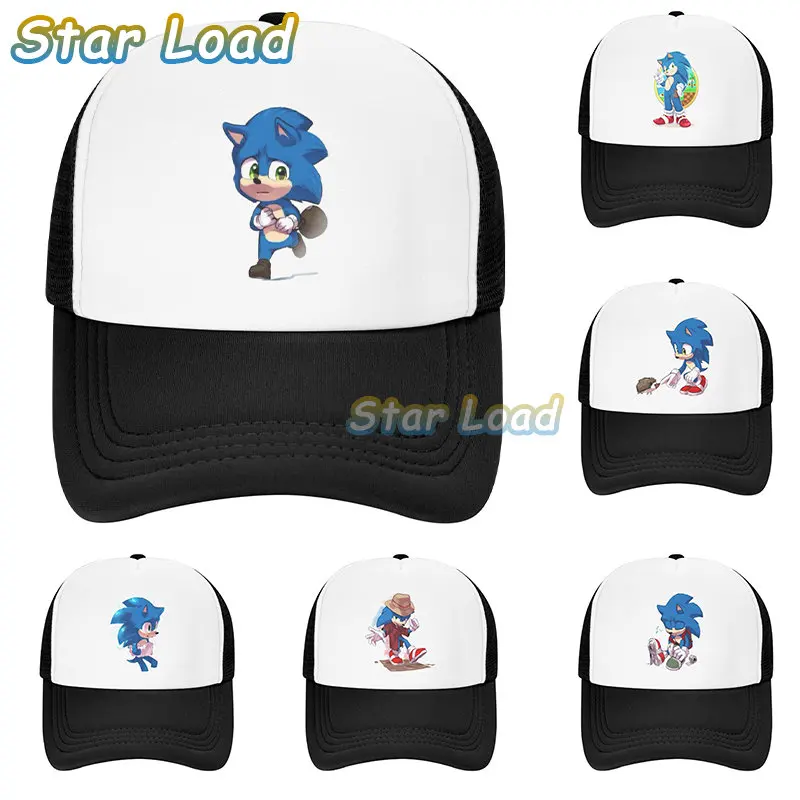 

Summer Best Selling New Kids Cartoon Hat Sonic- Boys Girls Game Sun Hat Kids Cotton Sun Hat Toddler Kids Grid Cap