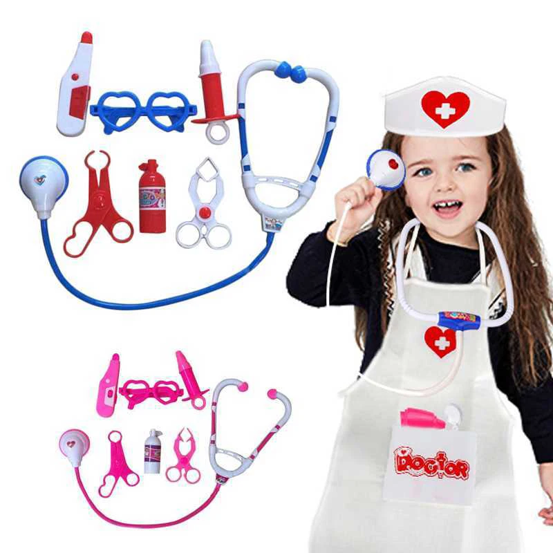 

Children Doctors Pretend Kit Play Game Toy Simulation Doctor Hospital Child Stethoscope Cosplay kids Toys 7pcs/set