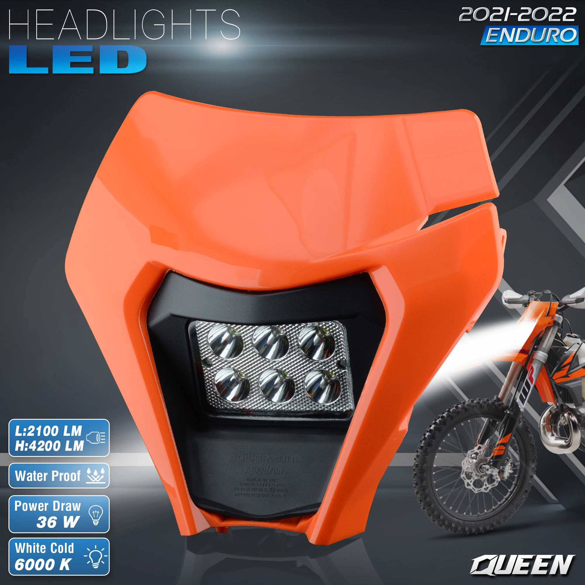 Налобный фонарь для мотоцикла QUEEN X, обтекатель Supermoto для KTM EXC SXF MX внедорожного велосипеда, эндуро