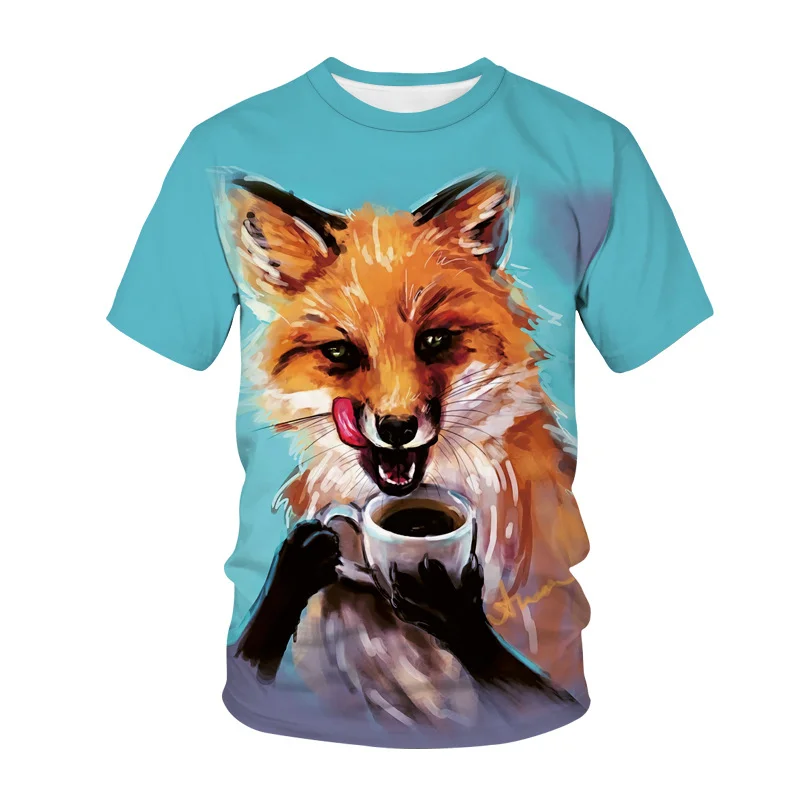 

Summer Animal Fox Pattern Men t-shirt Trend Casual 3D Print graphic t shirts Fashion Personality harajuku Hip Hop streetwear Top
