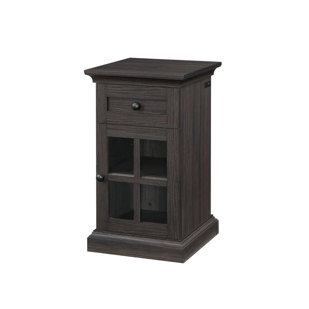 

Canton End Table with USB Tobacco Oak Metal Hardware with A Rustic Bronze Finish Equipped with Adjustable Shelves