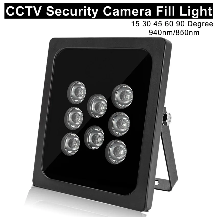 

15 30 45 60 90 Degree 940nm 850nm CCTV 8pcs Array LEDS IR Illuminator infrared Light Waterproof Night Vision CCTV Fill Light