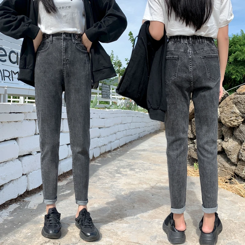 

RichkedaStore5XL Ladies Denim Harem Pants Vintage Mom Jeans Fashion Casual Loose Street Youth Elastic High Waist Jeans Plus Size
