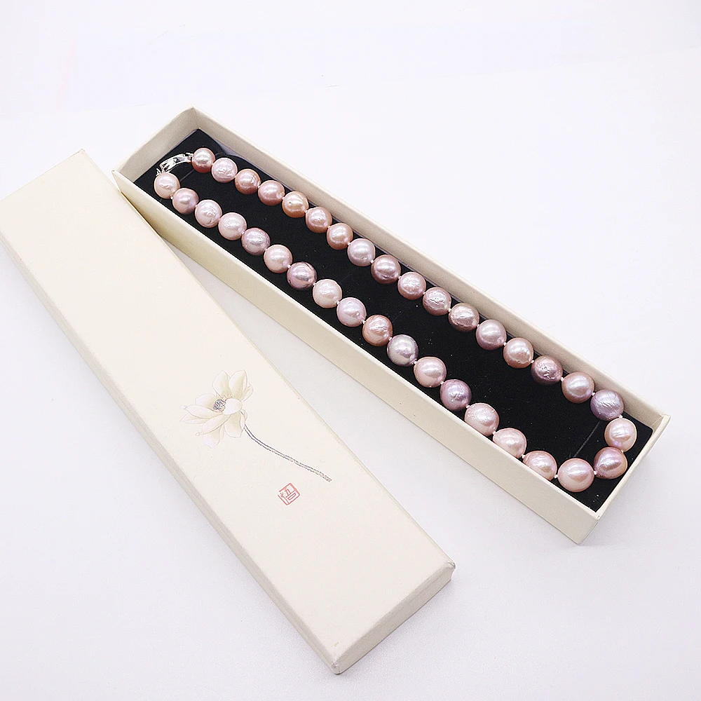 Exquisite Edison Pearl Necklace Natural Freshwater Pearl Round Handmade Jewelry Necklace Ladies' Temperament Wedding Gift