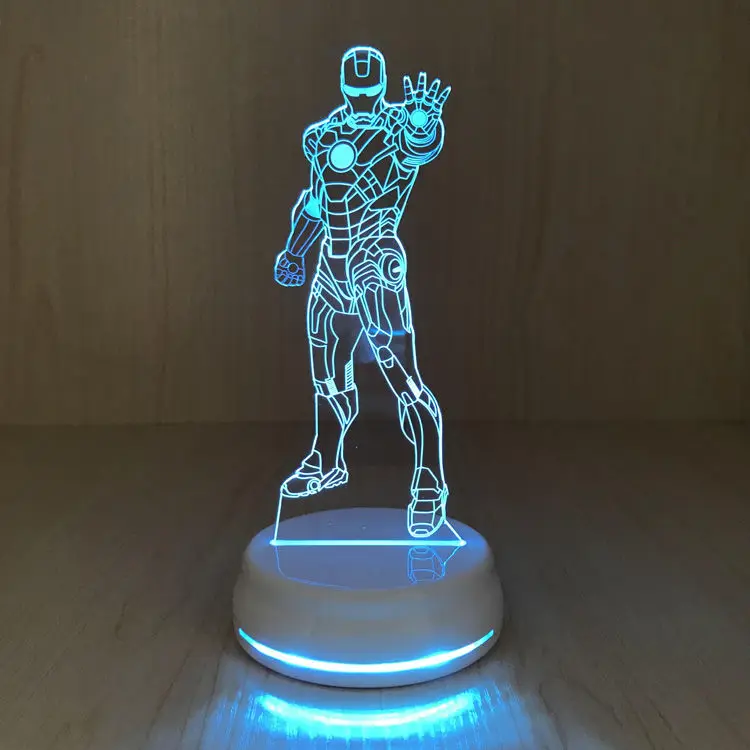 3D светодиодный ночник Marvel Железный человек светильник льник для детской спальни