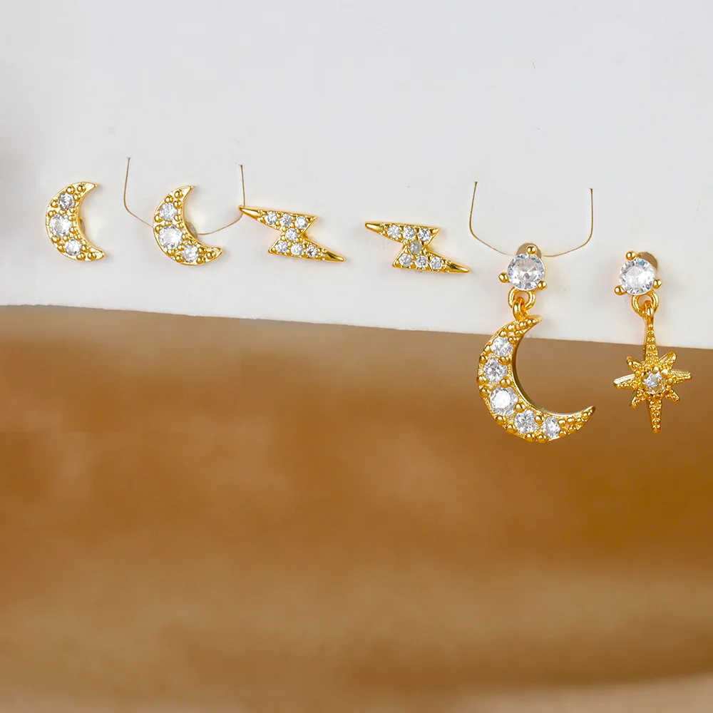 Серьги-кольца женские круглые с цирконием 2 шт.