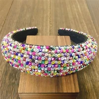 ins fashion sparkly padded rhinestones hairbands wide thick headband for women colorful headdress hair accessori gift