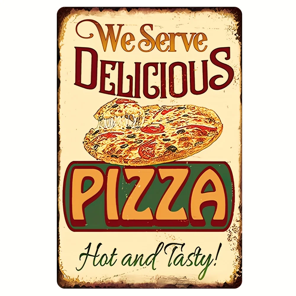 Мы предлагаем вкусную пиццу жестяной знак 12x8 дюймов фотографический Декор настенное Искусство Декор для комнаты домашний Декор для ресторана