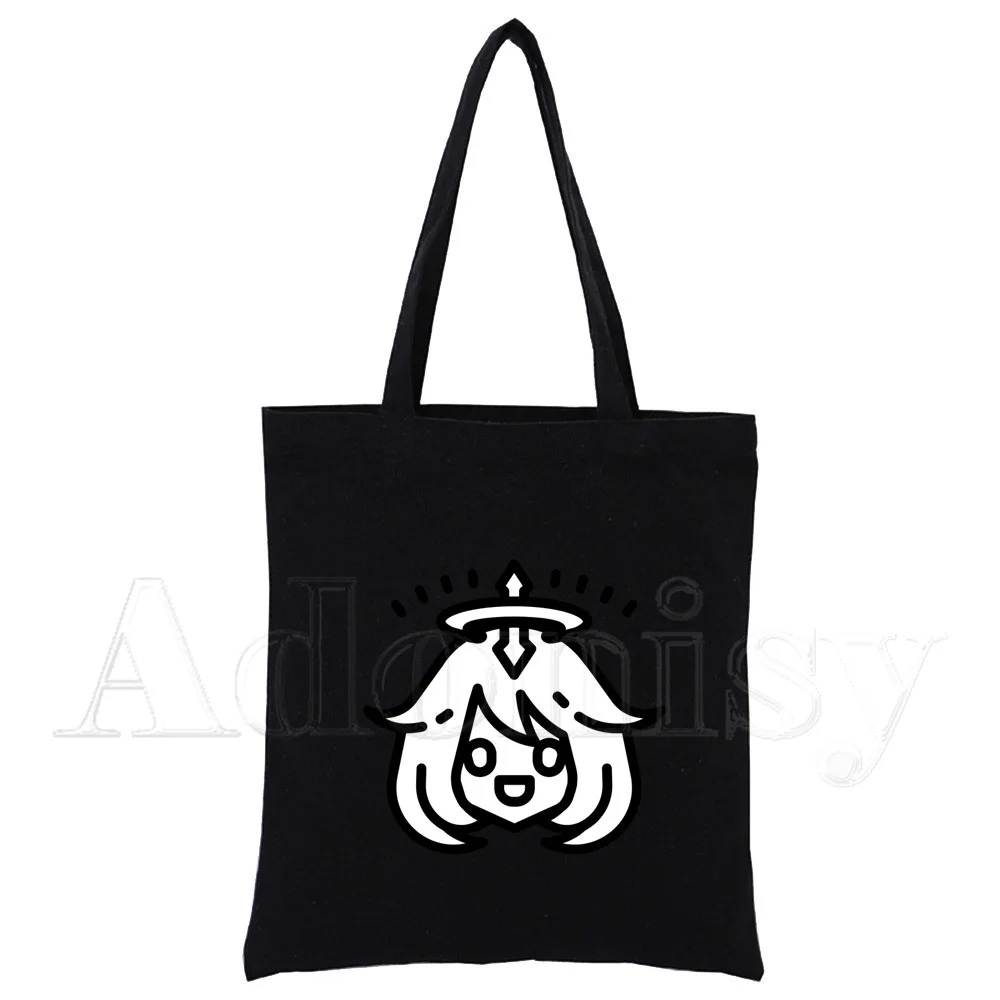 

Genshin Impact Hu Tao Custom Tote Bag Shopping Original Design Black Unisex Travel Canvas Bags Eco Foldable Shopper Bag