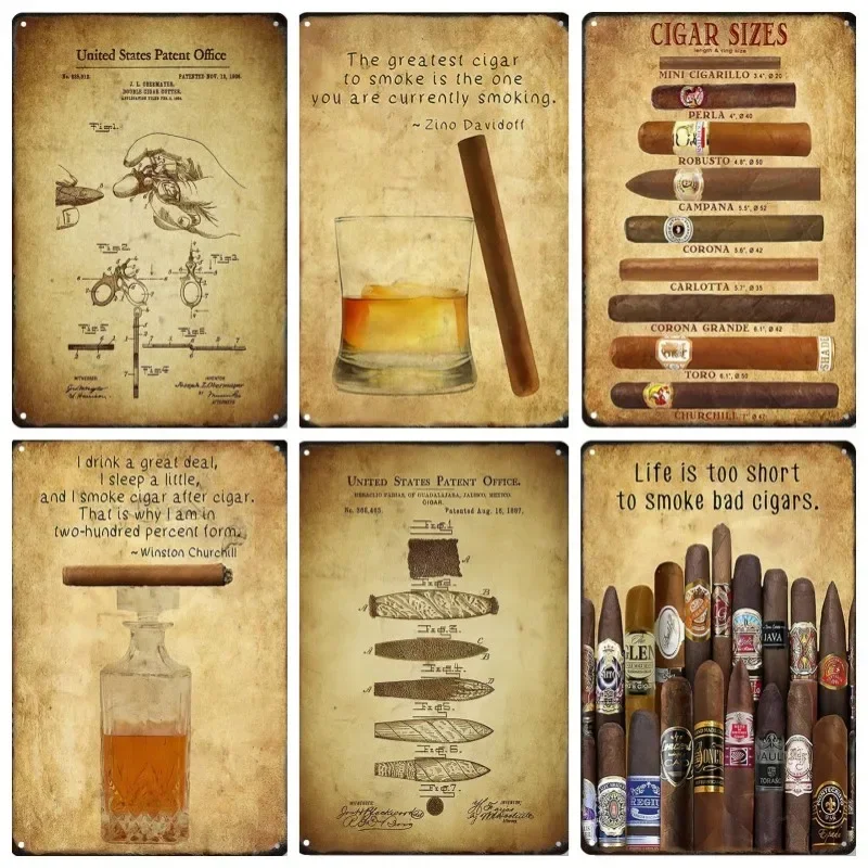 Винтажные сигары металлические постеры жестяные вывески для виски бар кафе
