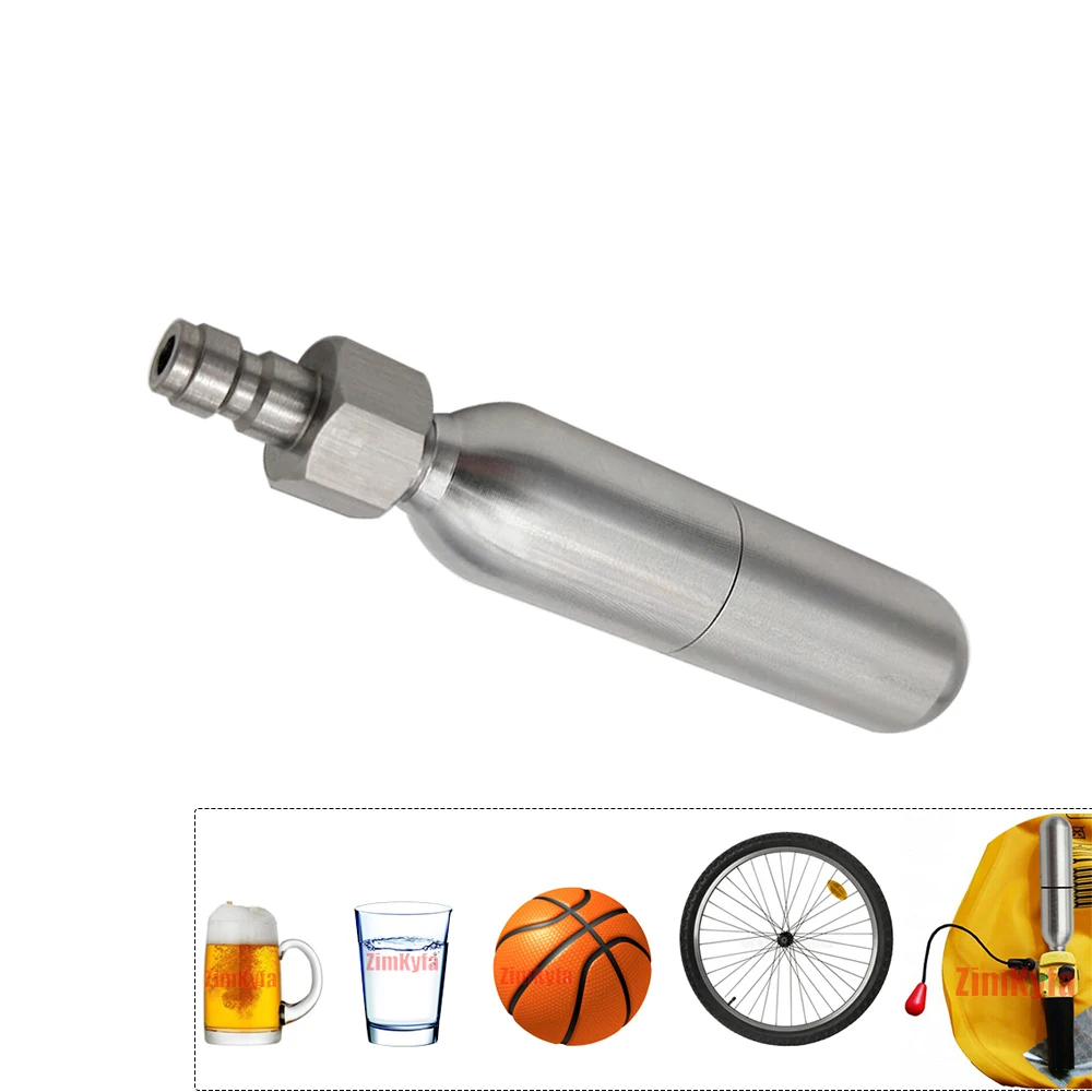 

Rechargeable 12g Cylinder CO2 Cartridge Reusable 3/8"-24 UNF Threaded For Soda Beer Drink,8mm Male Quick Refill Charge Adapter