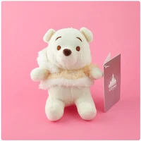 disney winnie the pooh kawaii winter dress white plush vest cute doll soft stuffed plush keychain cartoon pendant children gifts