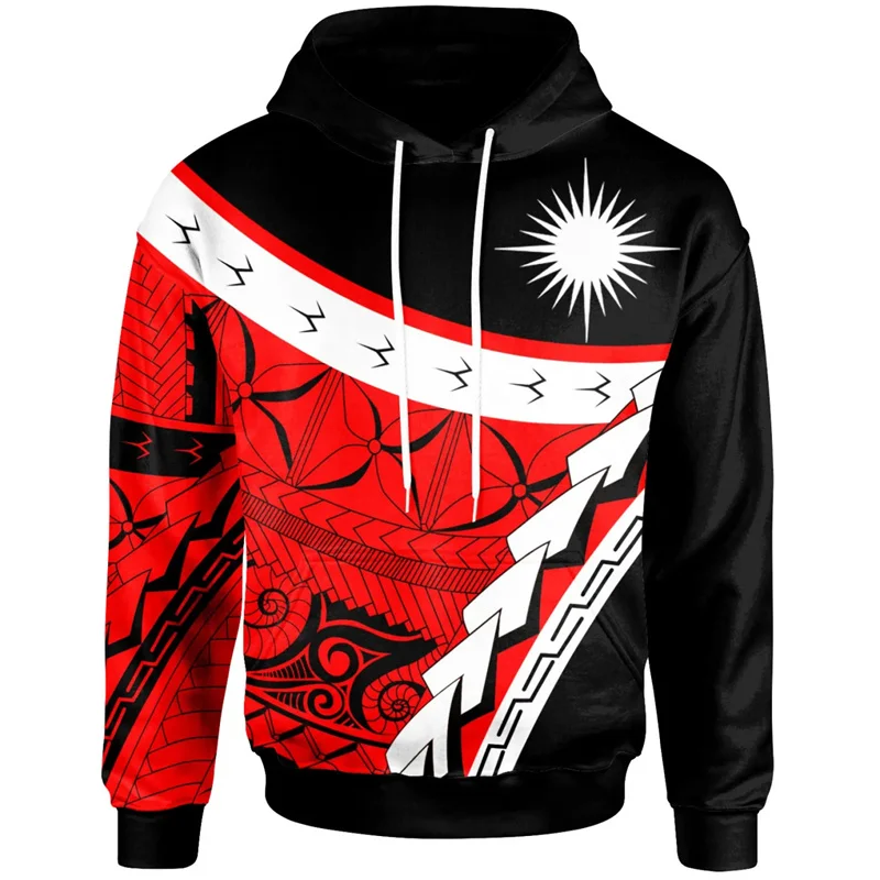 3D The Republic-of Marshall Islands Map Flag Printing Hoodies Coat Of Arms Graphic Hooded Sweatshirts Pullovers