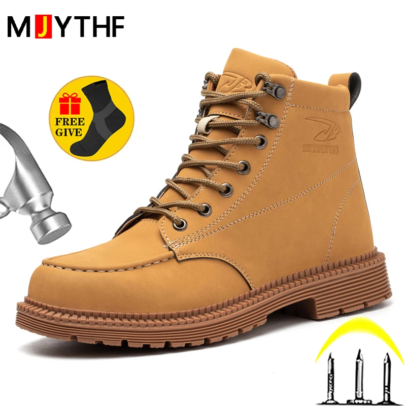 

Quality Work Boots Men Safety Shoes Anti Smash Anti Stab Indestructible Shoes Waterproof Leather Boots Scald Proof Welder Shoes