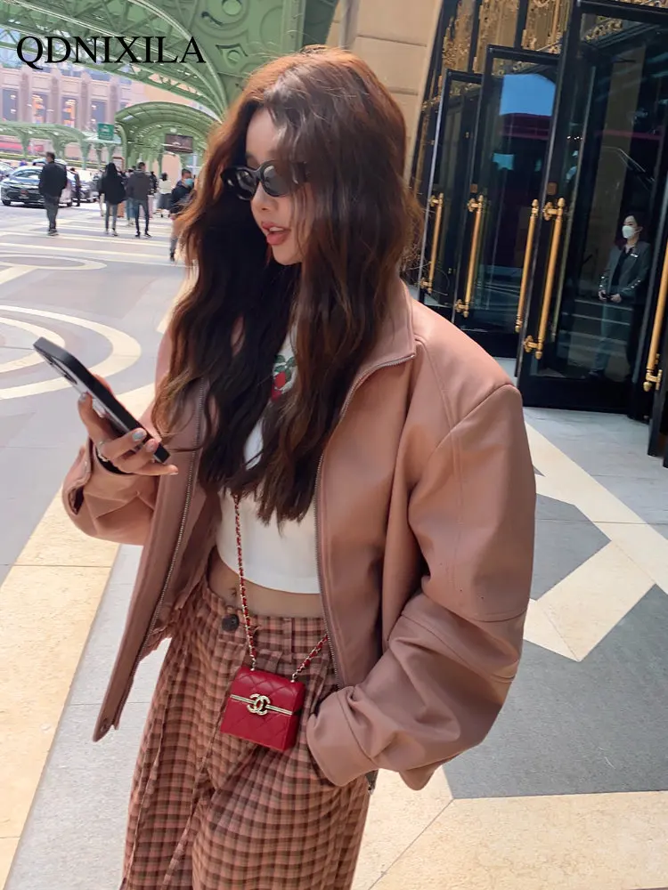 Women's Leather Jacket Spring Jacket Women New Coat & Jacket Loose Slim Lapel Leather Coat Women Jacket Top Leather Jacket Women