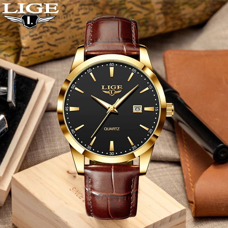 Часы наручные LIGE Мужские кварцевые простые модные роскошные деловые спортивные