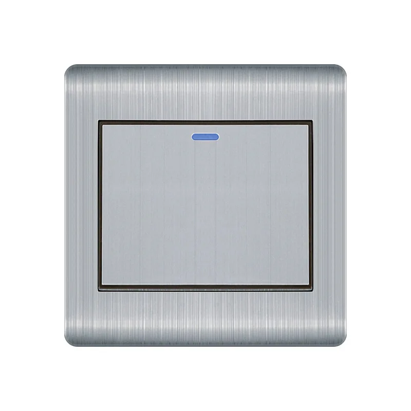 

Настенный кнопочный переключатель 1-4 Gang, серебристая панель из нержавеющей стали с матовой поверхностью, бытовая техника британского стандарта